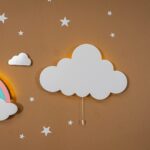 Veilleuse Murale LED Arc En Ciel Avec Nuages En Bois Peint à La Main - Veilleuse LED Bébé Cozy Kids | Nuage ou Ours en Bois Naturel