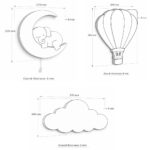 Veilleuse Murale LED Éléphant sur Lune en Bois Peint à la Main Enfant
