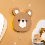 Veilleuse Murale LED Ours En Bois Peint à La Main - Veilleuse LED Bébé Cozy Kids | Nuage ou Ours en Bois Naturel