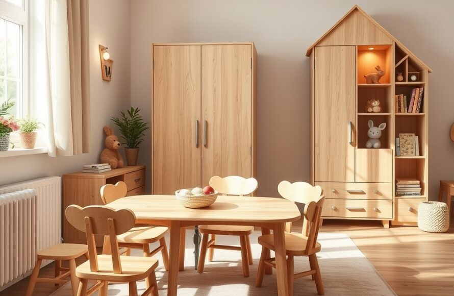 Mobilier en bois pour enfants chaleureux