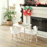 Ensemble Table et 2 Chaises Enfant Blanc et Bois | Design Puppy Oreilles Chien