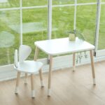 Ensemble Table et 2 Chaises Enfant Blanc et Bois | Design Puppy Oreilles Chien – Image 4