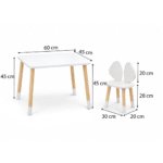 Ensemble Table et 2 Chaises Enfant Blanc et Bois | Design Puppy Oreilles Chien – Image 5