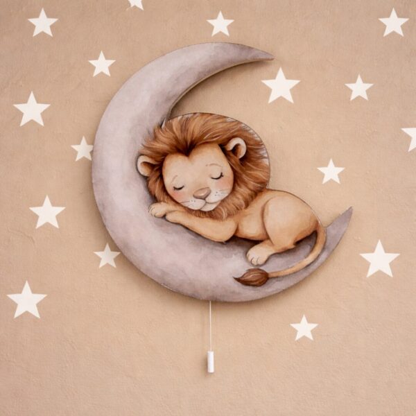 Veilleuse Murale Lion Lune LED | Chambre Bébé Enfant