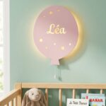 Veilleuse Ballon Personnalisée avec Prénom | Veilleuse Murale LED en Bois pour Chambre Bébé et Enfant