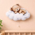 Veilleuse Murale Personnalisée Ours sur Nuage | Prénom Bébé