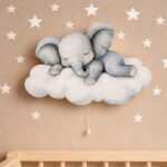 Veilleuse Murale Enfant Éléphant Endormi sur Nuage | Lampe LED Bébé