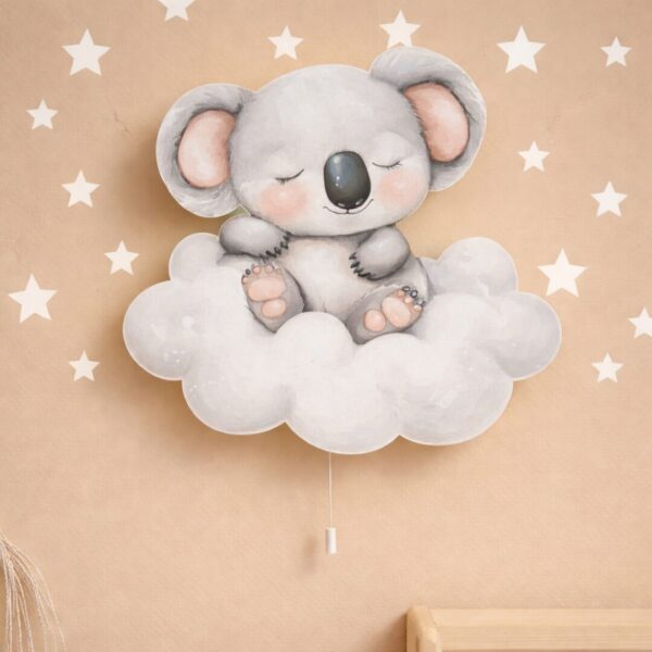 Veilleuse Murale Koala Endormi sur Nuage | Lampe LED Chambre Bébé