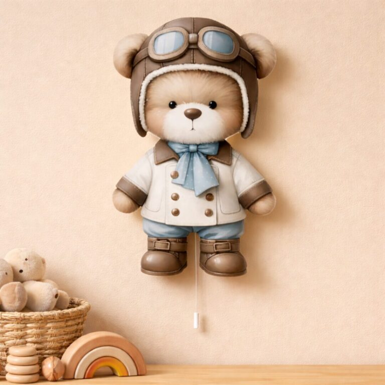 Veilleuse Murale Ours Aviateur LED | Chambre Enfant Garçon