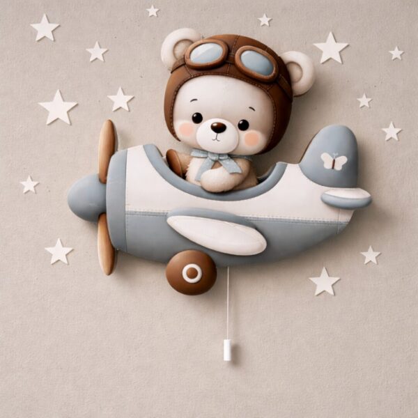 Veilleuse Murale Ours Avion LED | Chambre Bébé Enfant
