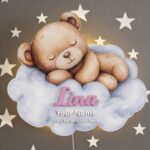 Veilleuse Murale Personnalisée Ours sur Nuage | Prénom Bébé