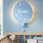 Veilleuse Ballon Personnalisée avec Prénom | Veilleuse Murale LED en Bois pour Chambre Bébé et Enfant