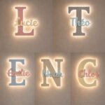 Veilleuse Initiale Personnalisée avec Prénom LED en Bois | Lampe Murale Chambre Bébé et Enfant