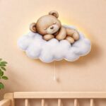 Veilleuse Murale Personnalisée Ours sur Nuage | Prénom Bébé