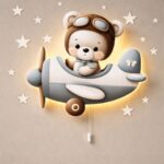Veilleuse Murale Ours Avion LED | Chambre Bébé Enfant