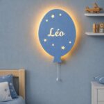 Veilleuse Ballon Personnalisée avec Prénom | Veilleuse Murale LED en Bois pour Chambre Bébé et Enfant