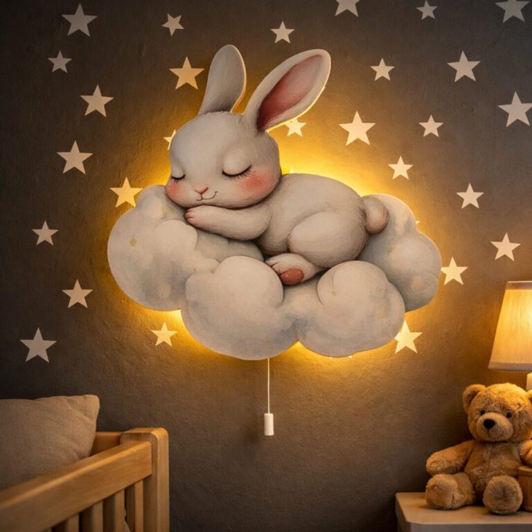 Veilleuse Murale Lapin Nuage LED | Chambre Bébé Enfant