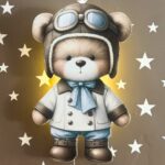 Veilleuse Murale Ours Aviateur LED | Chambre Enfant Garçon