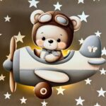 Veilleuse Murale Ours Avion LED | Chambre Bébé Enfant