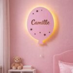 Veilleuse Ballon Personnalisée avec Prénom | Veilleuse Murale LED en Bois pour Chambre Bébé et Enfant