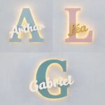 Veilleuse Initiale Personnalisée avec Prénom LED en Bois | Lampe Murale Chambre Bébé et Enfant