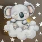 Veilleuse Murale Koala Endormi sur Nuage | Lampe LED Chambre Bébé