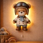 Veilleuse Murale Ours Aviateur LED | Chambre Enfant Garçon