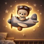 Veilleuse Murale Ours Avion LED | Chambre Bébé Enfant