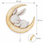 Veilleuse Murale Enfant Lapin Endormi sur la Lune | Chambre Bébé