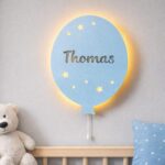 Veilleuse Ballon Personnalisée avec Prénom | Veilleuse Murale LED en Bois pour Chambre Bébé et Enfant