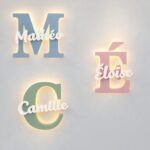 Veilleuse Initiale Personnalisée avec Prénom LED en Bois | Lampe Murale Chambre Bébé et Enfant