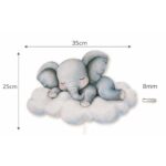 Veilleuse Murale Enfant Éléphant Endormi sur Nuage | Lampe LED Bébé