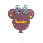 Veilleuse Murale Personnalisée avec Prénom LED en Bois | Lampe Chambre Bébé et Enfant avec Nœud | 36 cm