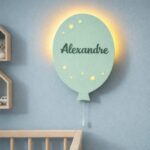 Veilleuse Ballon Personnalisée avec Prénom | Veilleuse Murale LED en Bois pour Chambre Bébé et Enfant