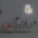Veilleuse Initiale Personnalisée avec Prénom LED en Bois | Lampe Murale Chambre Bébé et Enfant