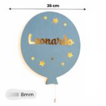 Veilleuse Ballon Personnalisée avec Prénom | Veilleuse Murale LED en Bois pour Chambre Bébé et Enfant
