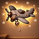 Veilleuse Murale Avion Vintage LED Lampe Déco Chambre Enfant