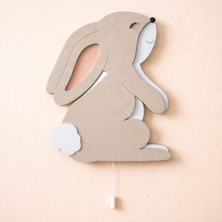 Veilleuse Murale Enfant Lapin Lop Bois LED Multi-Couches