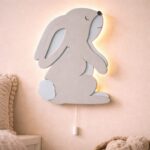 Veilleuse Murale Enfant Lapin Lop Bois LED Multi-Couches