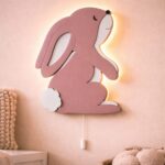 Veilleuse Murale Enfant Lapin Lop Bois LED Multi-Couches
