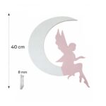 Veilleuse Murale Fée sur Lune LED Bois Chambre Fille Magie