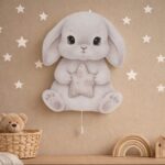 Veilleuse Murale LED Lapin Gris avec Étoile Fleurie