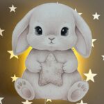 Veilleuse Murale LED Lapin Gris avec Étoile Fleurie