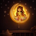 Veilleuse Murale LED Princesse assise sur la Lune