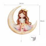 Veilleuse Murale LED Princesse assise sur la Lune