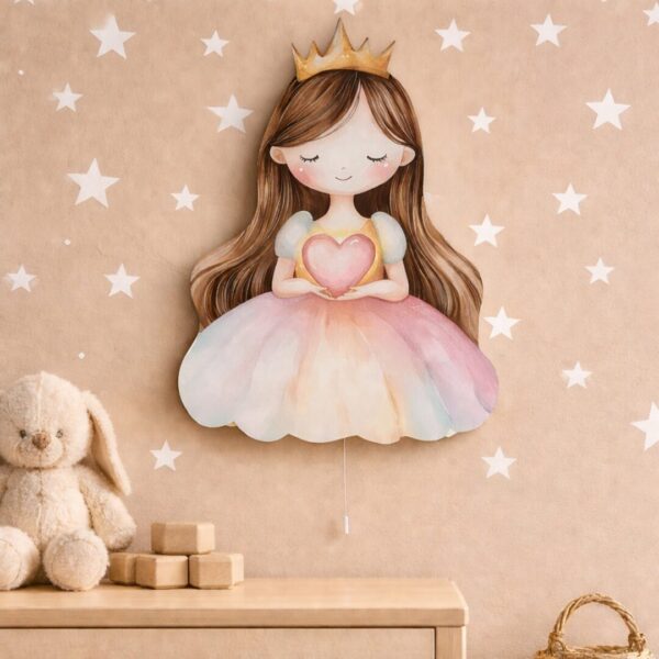Veilleuse Murale LED Princesse avec Cœur