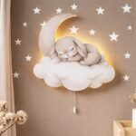 Veilleuse Murale Lapin Endormi Nuage LED