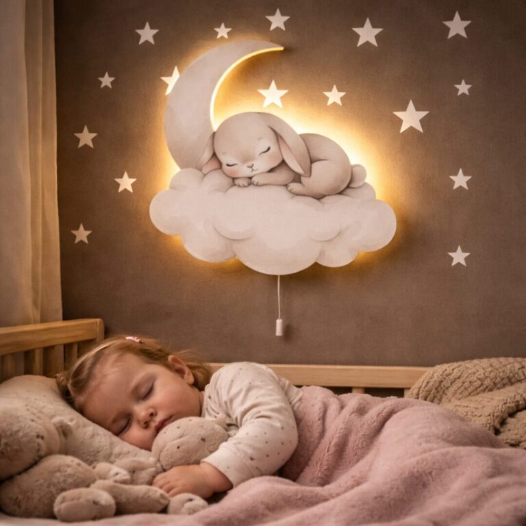 Veilleuse Murale Lapin Endormi Nuage LED