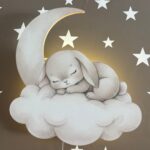 Veilleuse Murale Lapin Endormi Nuage LED