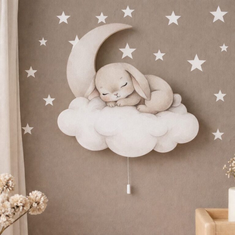 Veilleuse Murale Lapin Endormi Nuage LED